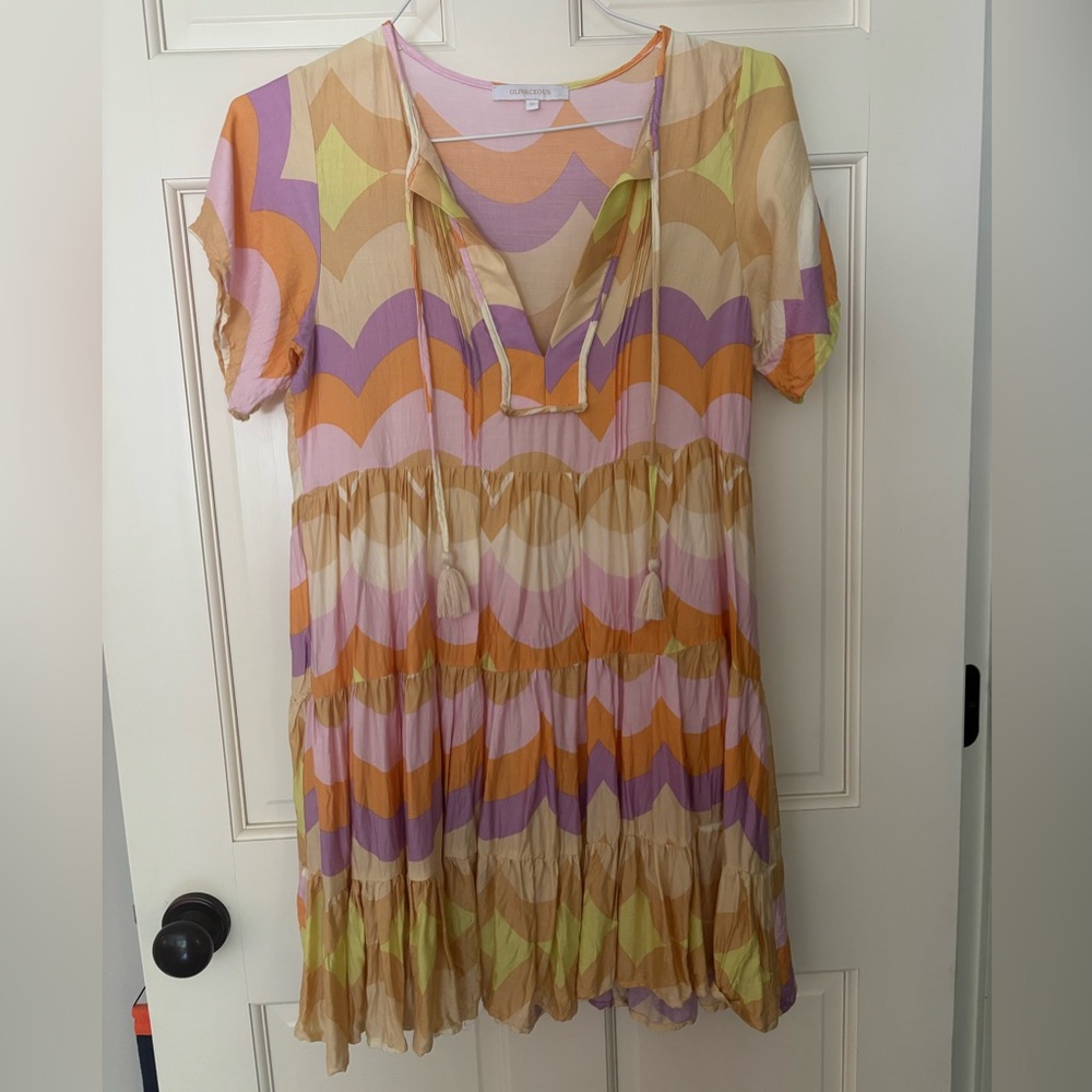 Olivaceous Pastel Wave Dress